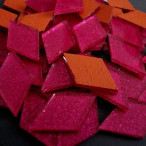 Glitter glass diamond shaped 1 x 2 cm, 1.8 mm thick.