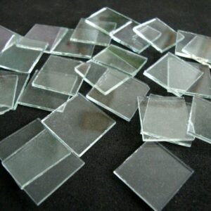 Mosaic 25 pieces Square shaped SILVER mirror glass, 2 x 2 cm.