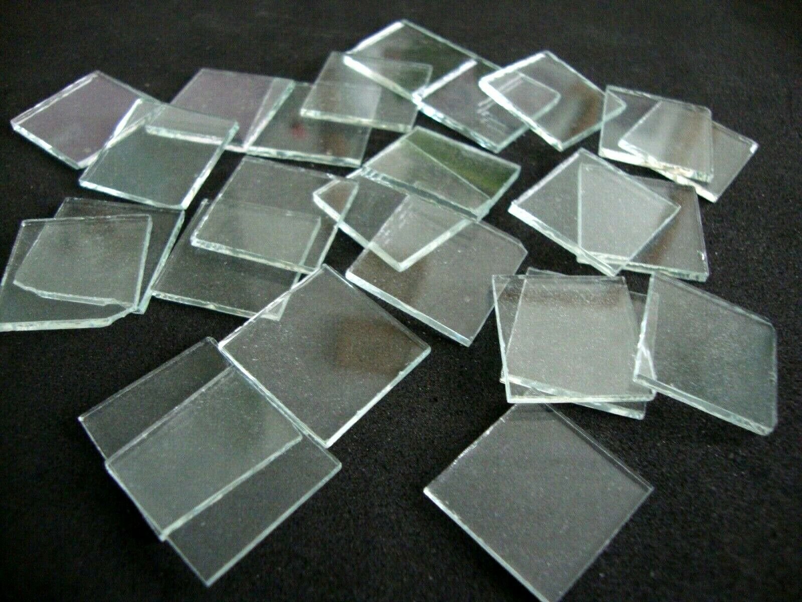 Mosaic 25 pieces Square shaped SILVER mirror glass, 2 x 2 cm.