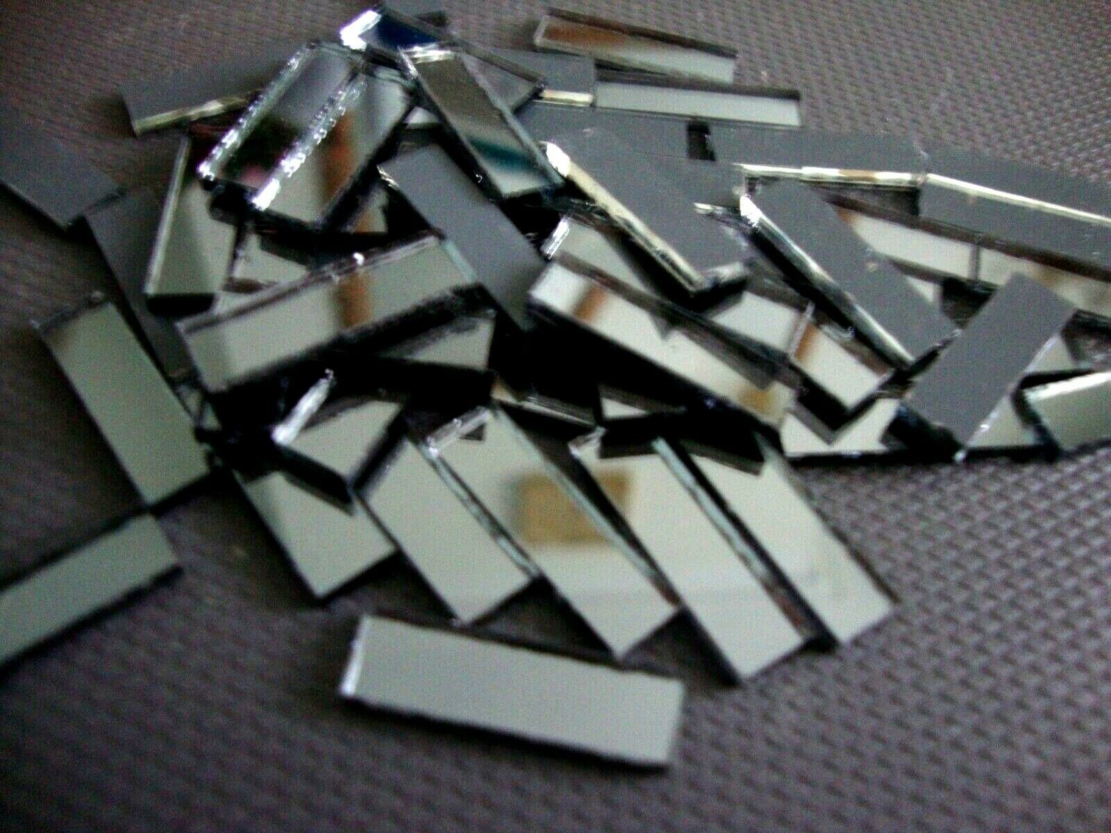 Mosaic 100 pieces Grey mirror glass strips, 2 x 0.5 cm. - Image 2