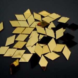 Mosaic 200 pieces Diamond shaped Gold mirror glass, 1x 2 cm.