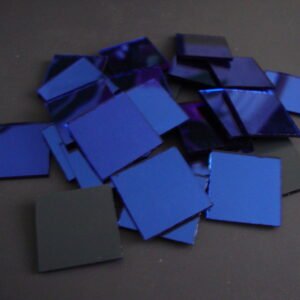 Mosaic 100 pieces Square shaped Royal blue mirror glass, 2 x 2 cm.