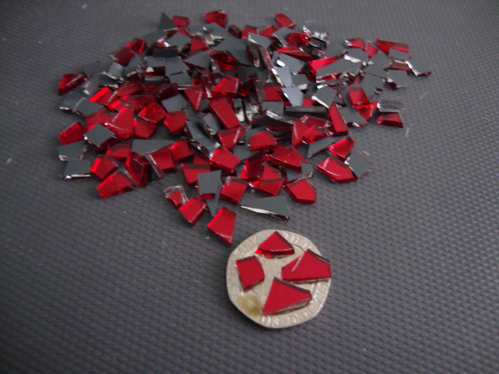 Mosaic Red mirror glass tiny off cuts 1000 pieces 1.8 mm thick. - Image 3