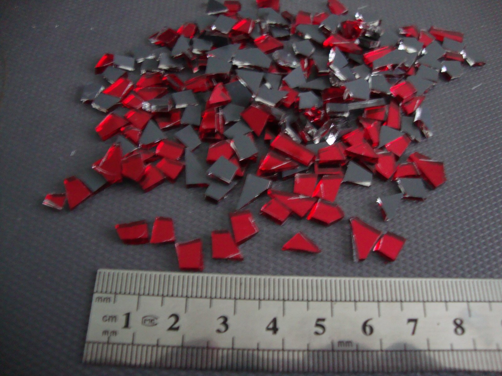 Mosaic Red mirror glass tiny off cuts 1000 pieces 1.8 mm thick. - Image 2