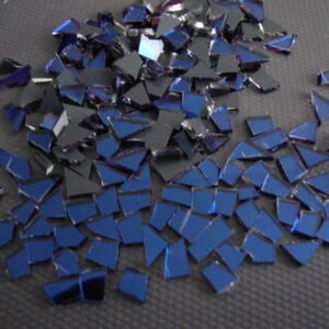 Dark blue mirror glass, tiny off cuts. 500 pieces 1.8 mm thick.