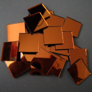 Mosaic 100 pieces Square shaped Burnt Orange mirror glass, 2 x 2 cm.