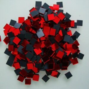 Red mirror glass 1×1 cm, 1.8 mm thick, 300 pieces.