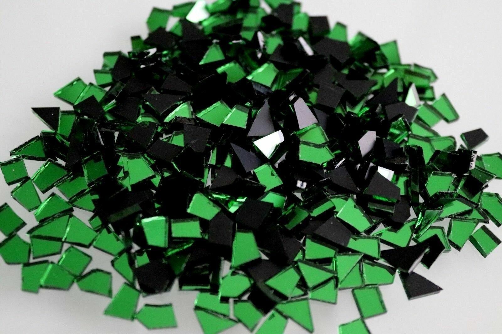 Mosaic Green mirror glass tiny off cuts 1000 pieces 1.5 mm thick.