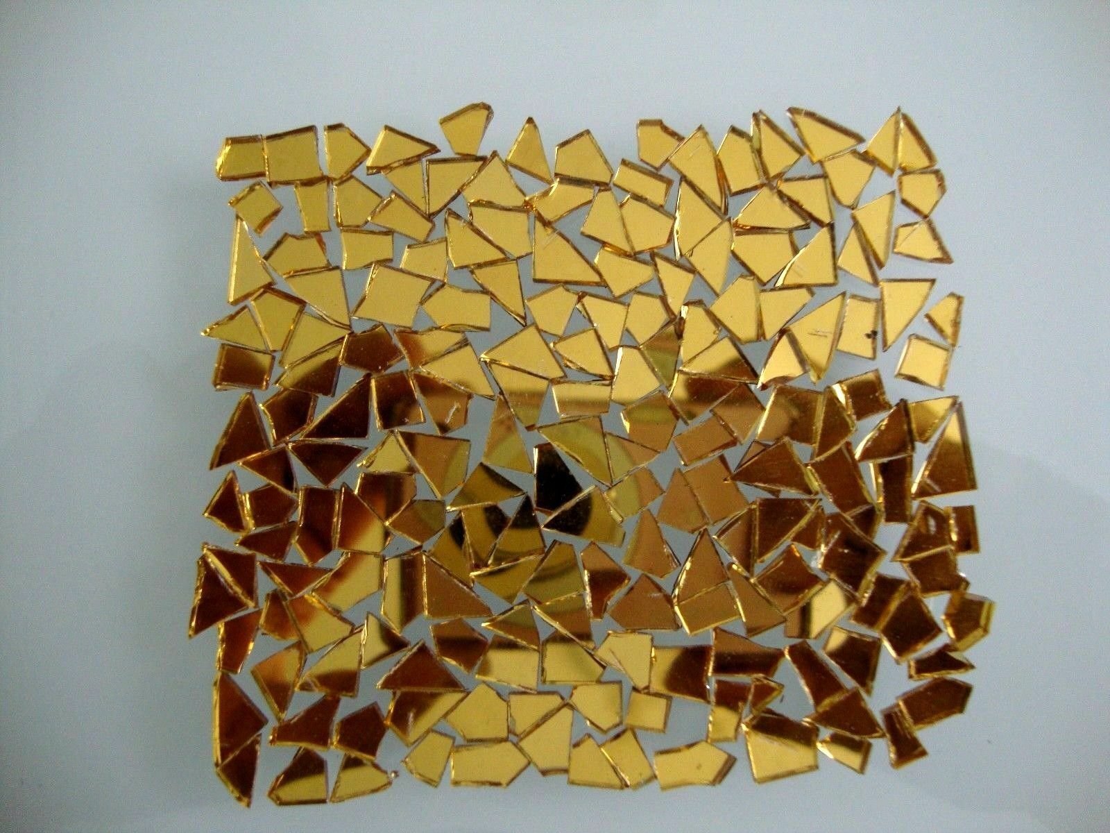Mosaic Gold mirror glass tiny off cuts 1000 pieces 1.5 mm thick.