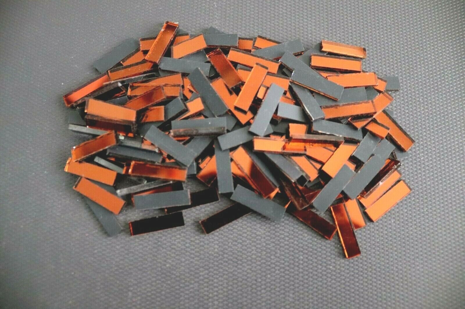 Mosaic 100 pieces Burnt Orange mirror glass strips, 2 x 0.5 cm.