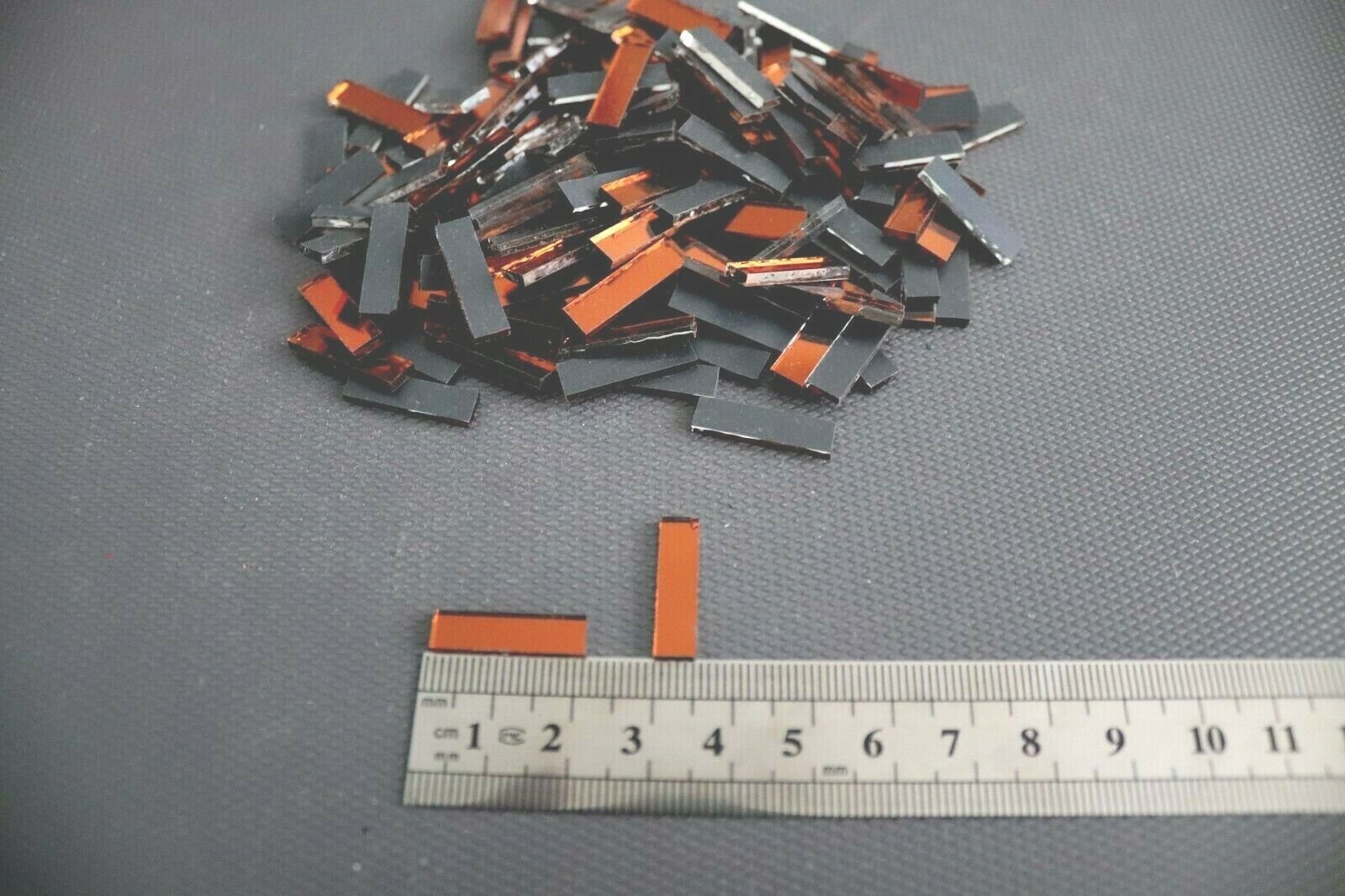 Mosaic 100 pieces Burnt Orange mirror glass strips, 2 x 0.5 cm. - Image 3