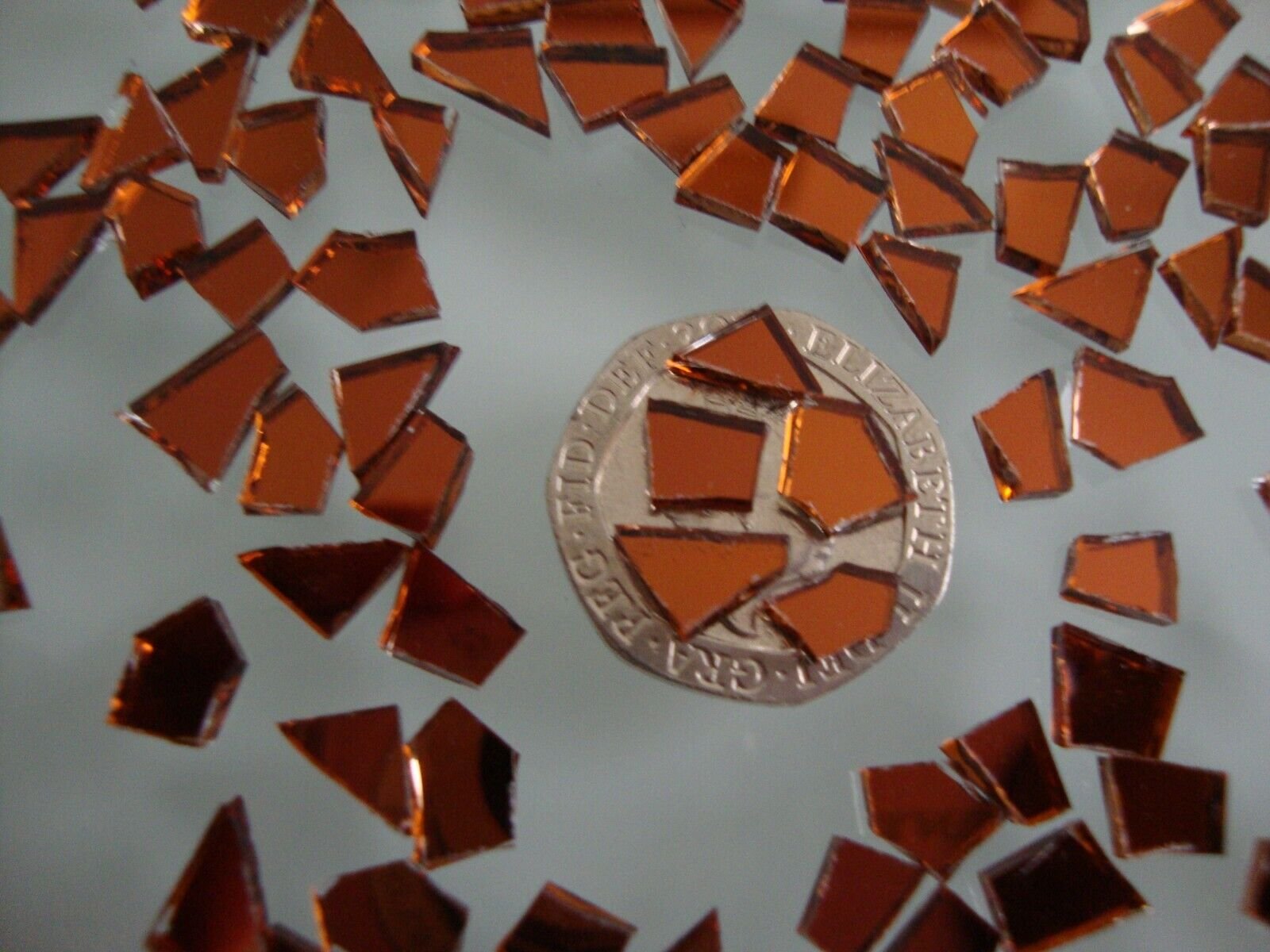 Mosaic Burnt Orange mirror glass tiny off cuts 1000 pieces 1.8 mm thick. - Image 3