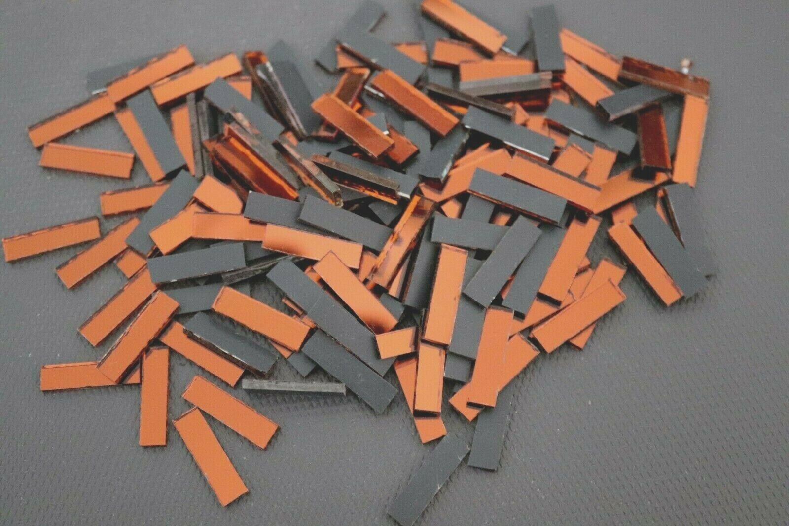 Mosaic 100 pieces Burnt Orange mirror glass strips, 2 x 0.5 cm. - Image 2
