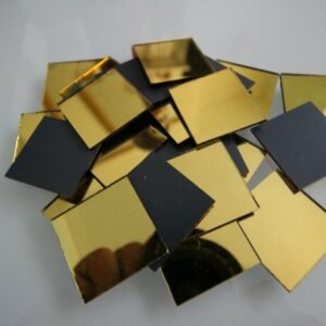 Mosaic 100 pieces Square shaped Gold mirror glass, 2 x 2 cm.