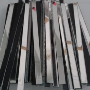 Mosaic 100 pieces Silver mirror glass strips, 8 x 1 cm.