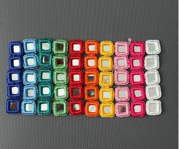 100 Pieces, Crochet 10 mix colours with Silver Mirror glass Rims, approx 20 mm.