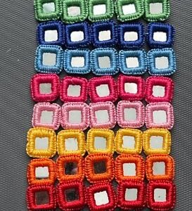 100 Pieces, Crochet 10 mix colors with Silver Mirror glass Rims, approx 20 mm.