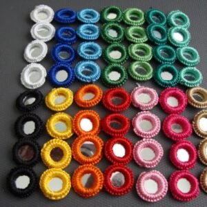 100 Pieces, Crochet 14 mix colours with Silver Mirror glass Rims, approx 20 mm.
