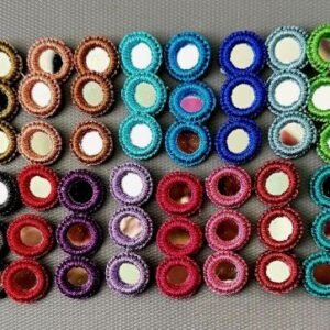 100 Pieces, Shimmer Crochet 20 mix colours with Silver Mirror glass Rims, approx 20 mm.