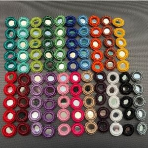 105 Pieces, Crochet 21 mix colours with Silver Mirror glass Rims, approx 20 mm.